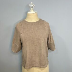 Madewell Tan Back Button Corduroy Blouse